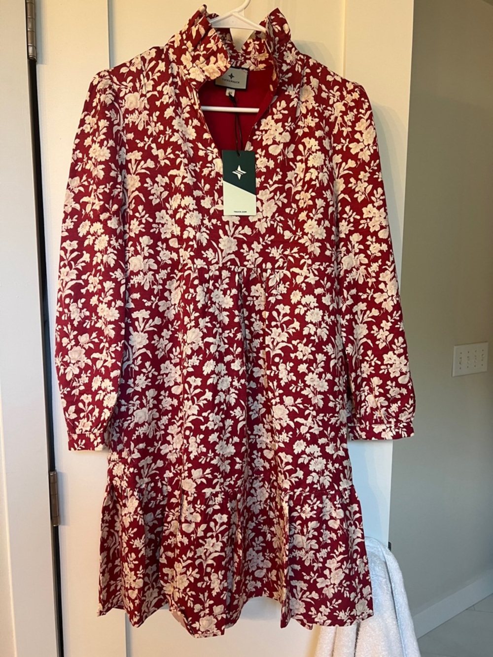 Tuckernuck Red & Cream Floral Tiered Dress